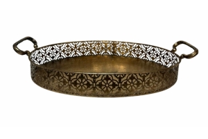 BANDEJA METAL DOURADA OVAL P