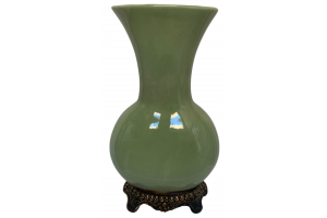 VASO JARRA VERDE CERÂMICA COM ACABAMENTOS EM RESINA M